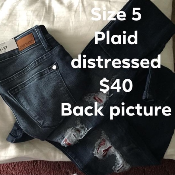 Judy Blue plaid distressed jeans - Picture 2 of 2